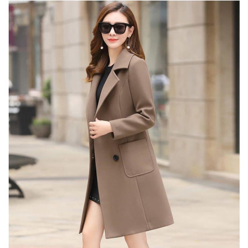 Winter Wool Coats Warm Slim Fit Fashion Casual Office Blends Coat - Camel / L - Coats