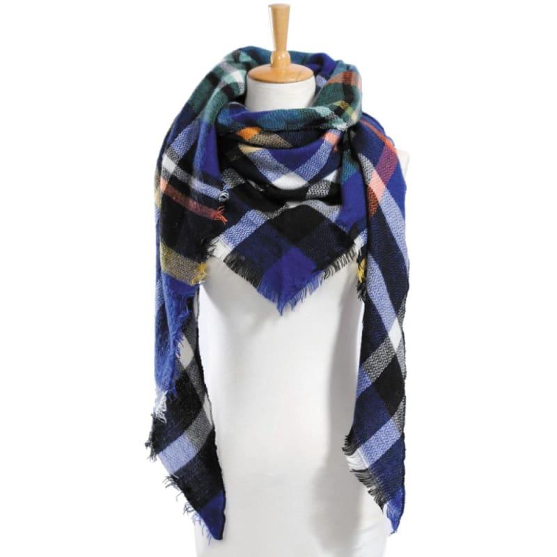Women Plaid Scarf Designer Triangle Cashmere Shawls Scarf - 11 - scarf