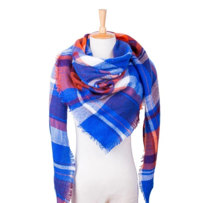 Women Plaid Scarf Designer Triangle Cashmere Shawls Scarf - 24 - Scarf