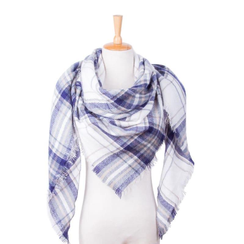 Women Plaid Scarf Designer Triangle Cashmere Shawls Scarf - 25 - Scarf