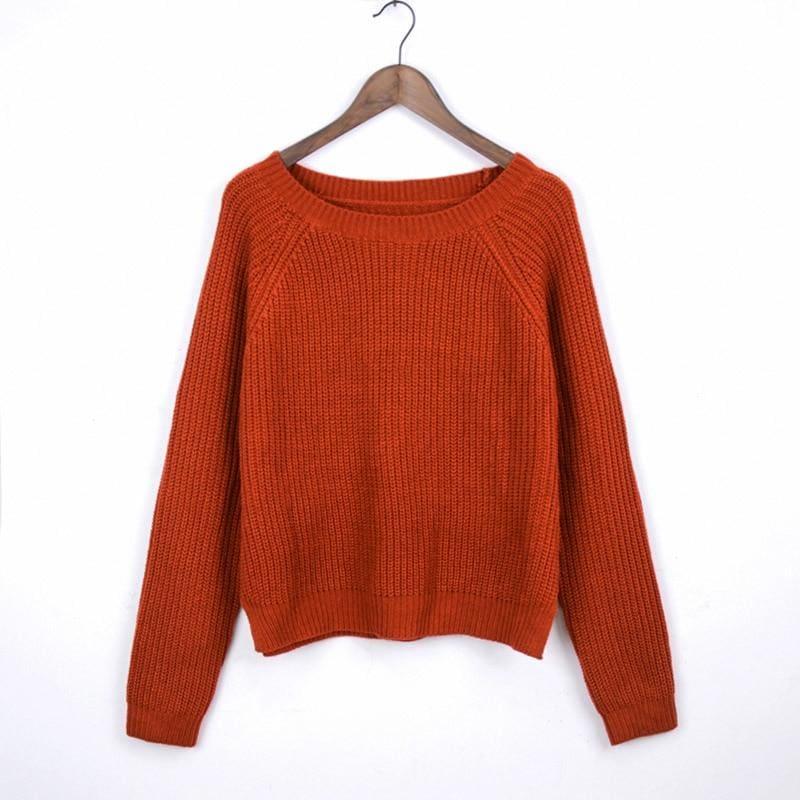 Women Sweater And Pullovers Long Sleeve Crop Sweater Top - Brick Red / L - Sweater