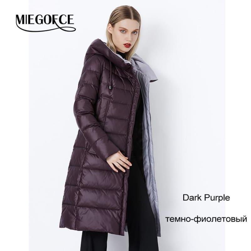Womens Hooded Warm Parkas Bio Fluff Parka Coat - 901 Dark Purple / 4Xl - Coats
