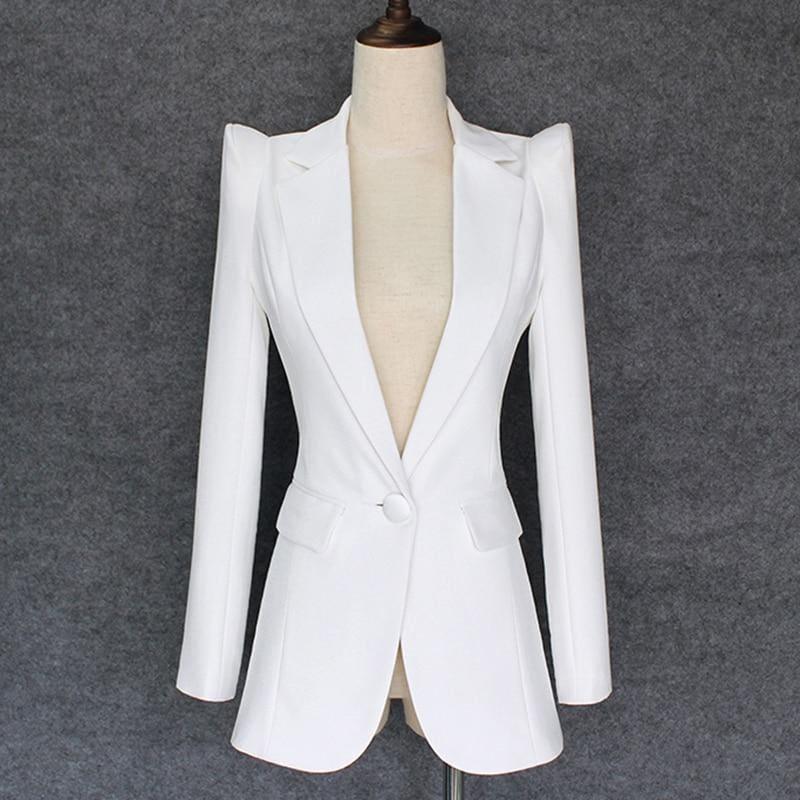 Womens Shrug Shoulder Single Button Blazer - WHITE / S - Blazer