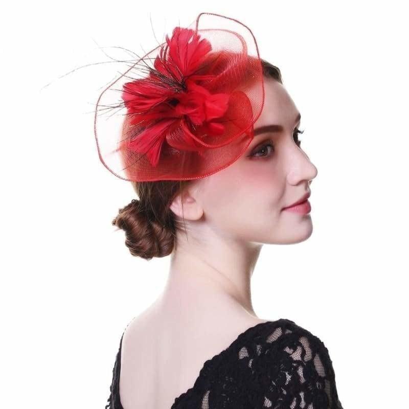 Wool Felt Top Hat Party Mesh Hat Ribbons And Feathers Fascinators Hats - Hats