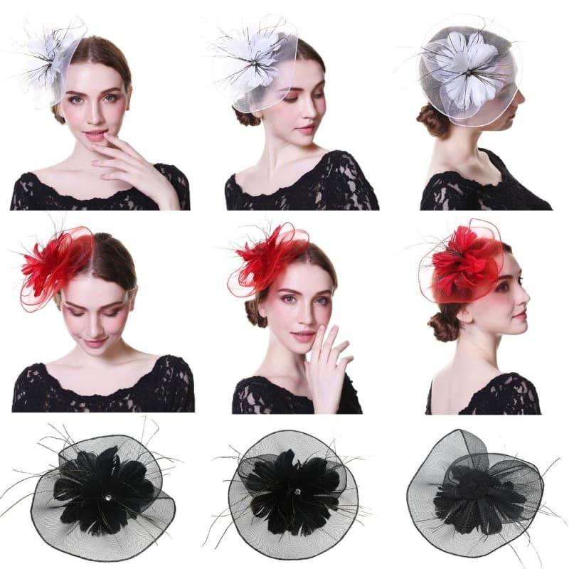 Wool Felt Top Hat Party Mesh Hat Ribbons And Feathers Fascinators Hats - Hats