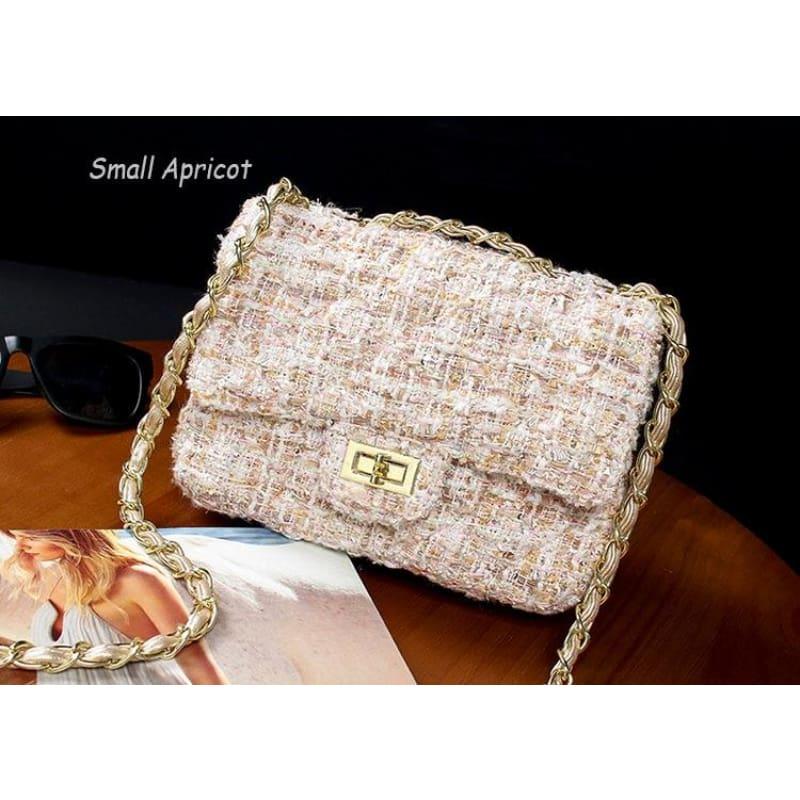 Wool Retro Shoulder Messenger Women Crossbody Bag - Small Apricot - HandBag