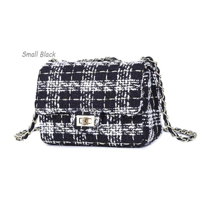 Wool Retro Shoulder Messenger Women Crossbody Bag - Small Black - HandBag