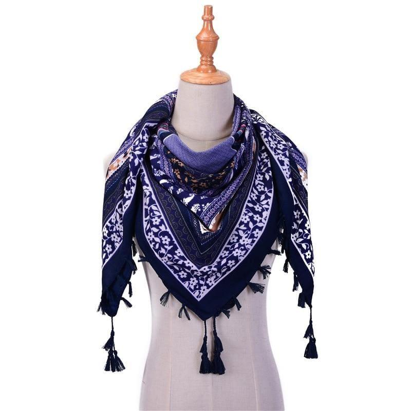 Wraps Cotton Print Tassels Scarf - Scarf