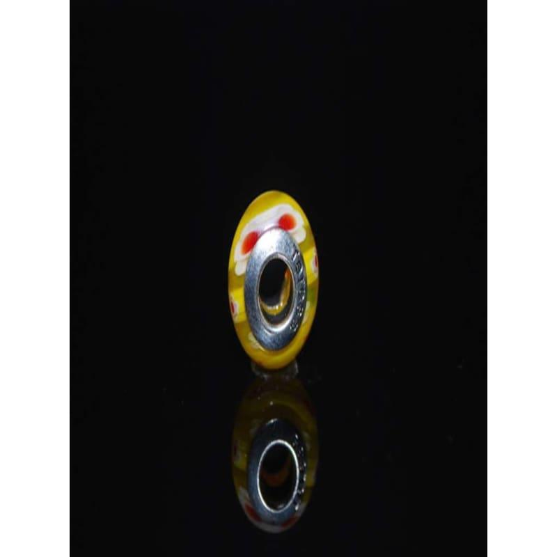 Yellow And Red Dot Murano Charm Bead - Charm Beads