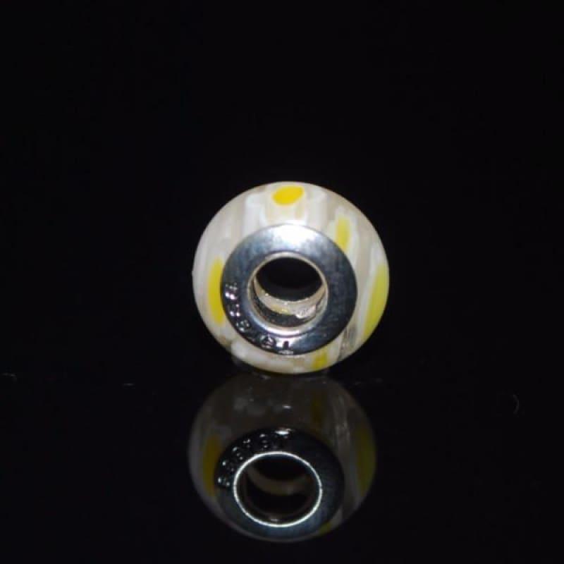 Yellow and White Murano Glass Charm bead - charms