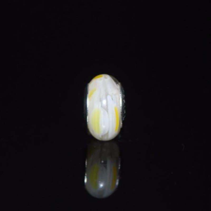Yellow And White Murano Glass Charm Bead - Charms