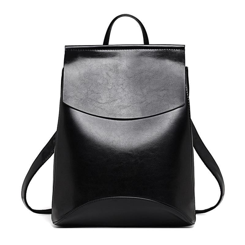 Youth Leather Backpacks Shoulder Bag - Black - Backpacks