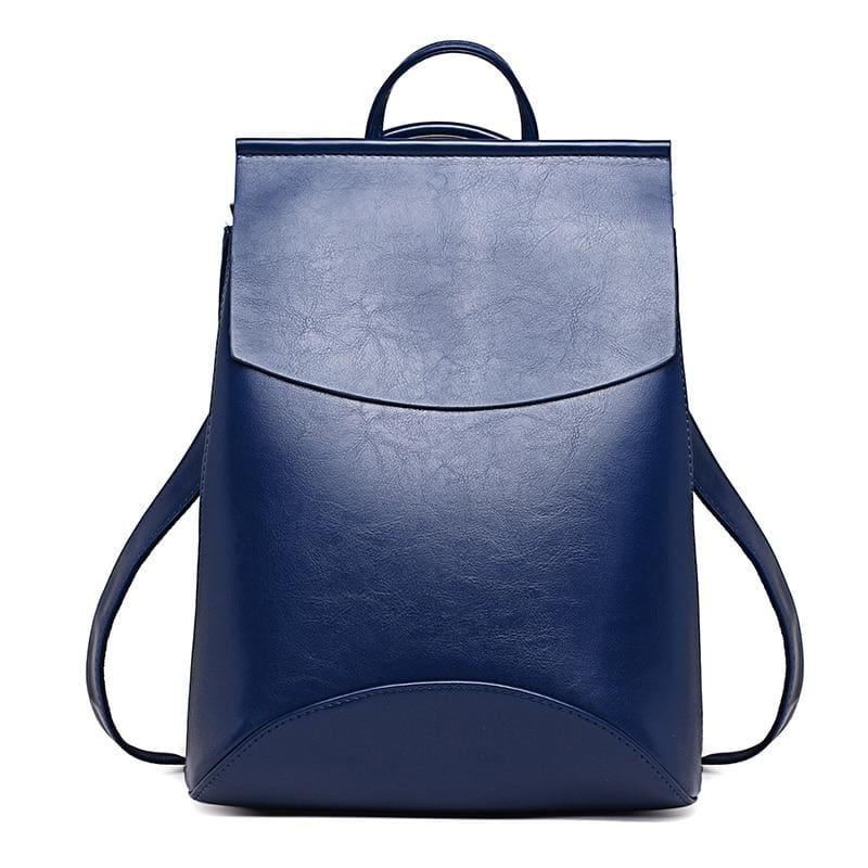 Youth Leather Backpacks Shoulder Bag - Blue - Backpacks