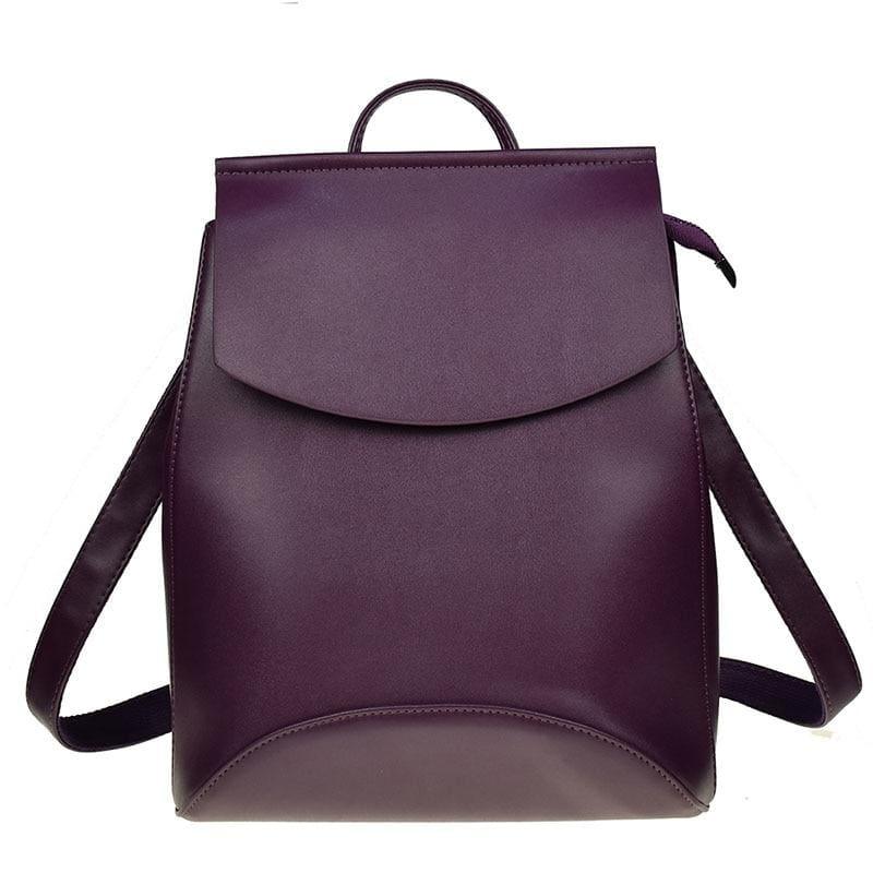 Youth Leather Backpacks Shoulder Bag - Dark Purple - Backpacks