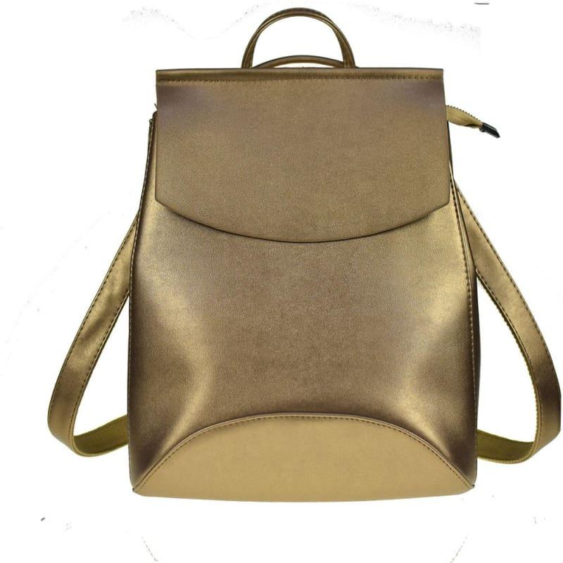 Youth Leather Backpacks Shoulder Bag - Golden - Backpacks