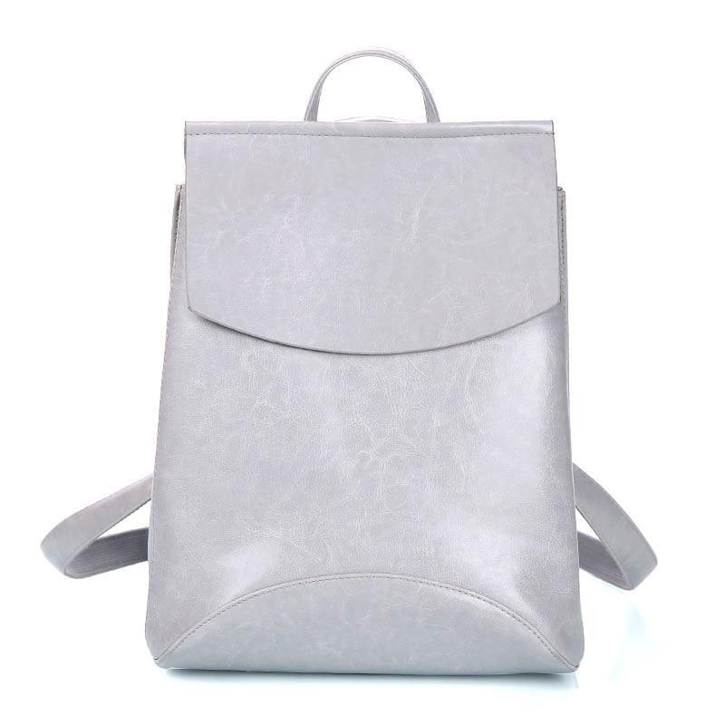 Youth Leather Backpacks Shoulder Bag - Gray - Backpacks