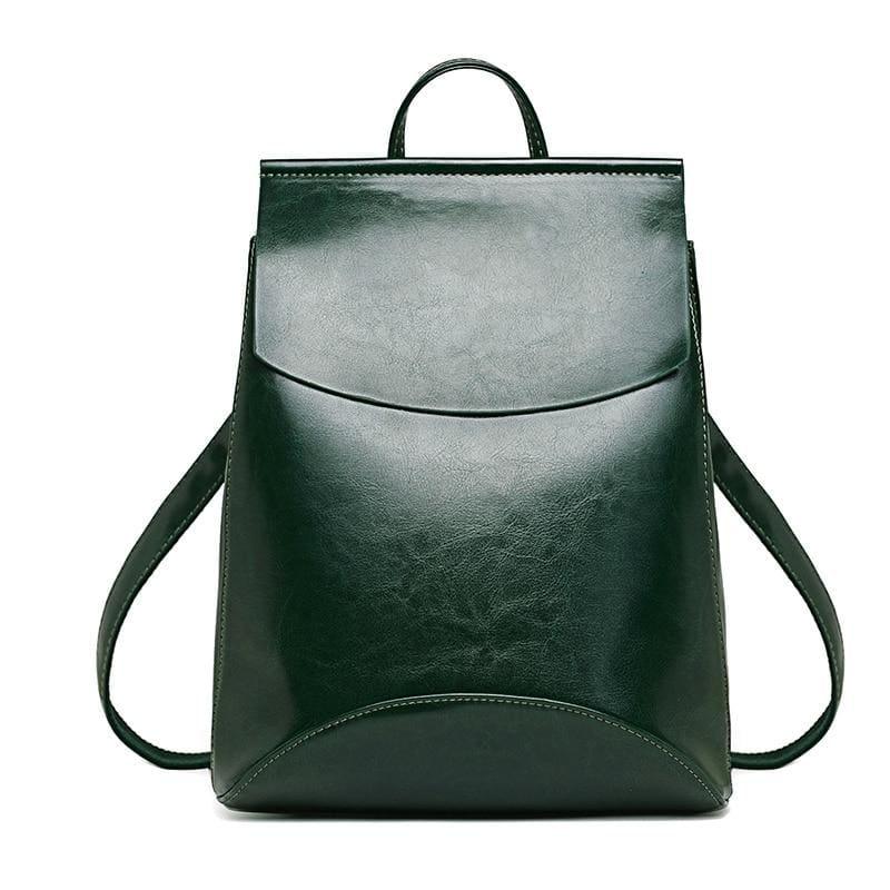 Youth Leather Backpacks Shoulder Bag - Green - Backpacks