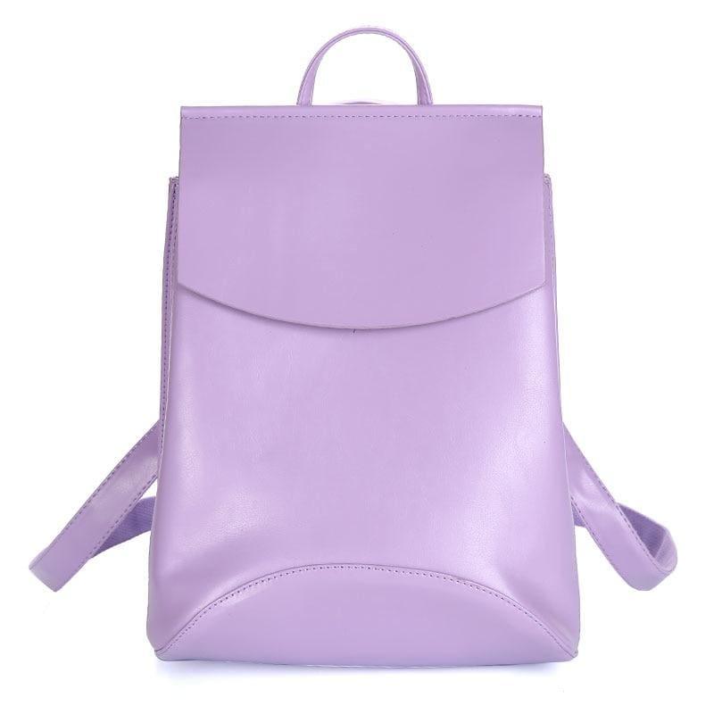 Youth Leather Backpacks Shoulder Bag - Purple - Backpacks