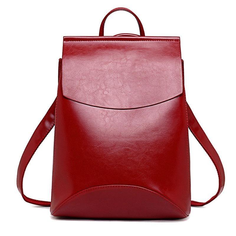 Youth Leather Backpacks Shoulder Bag - Red - Backpacks