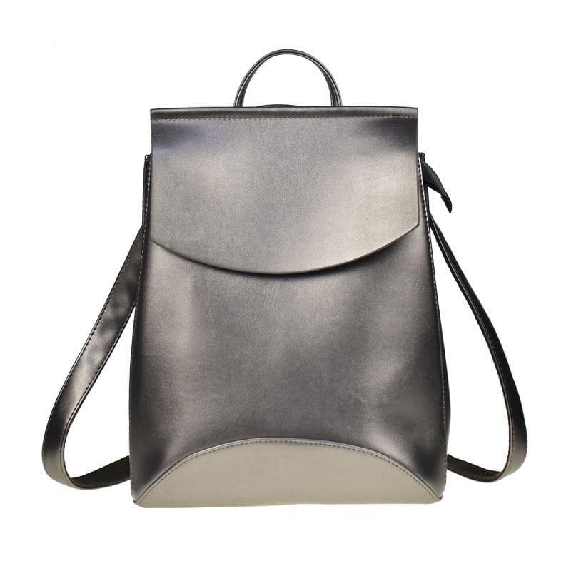 Youth Leather Backpacks Shoulder Bag - Silver - Backpacks